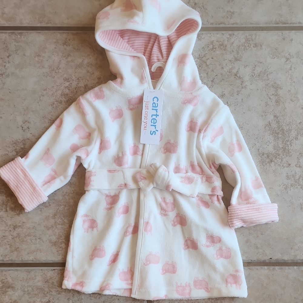 Carter's White and Pink Kids Robe